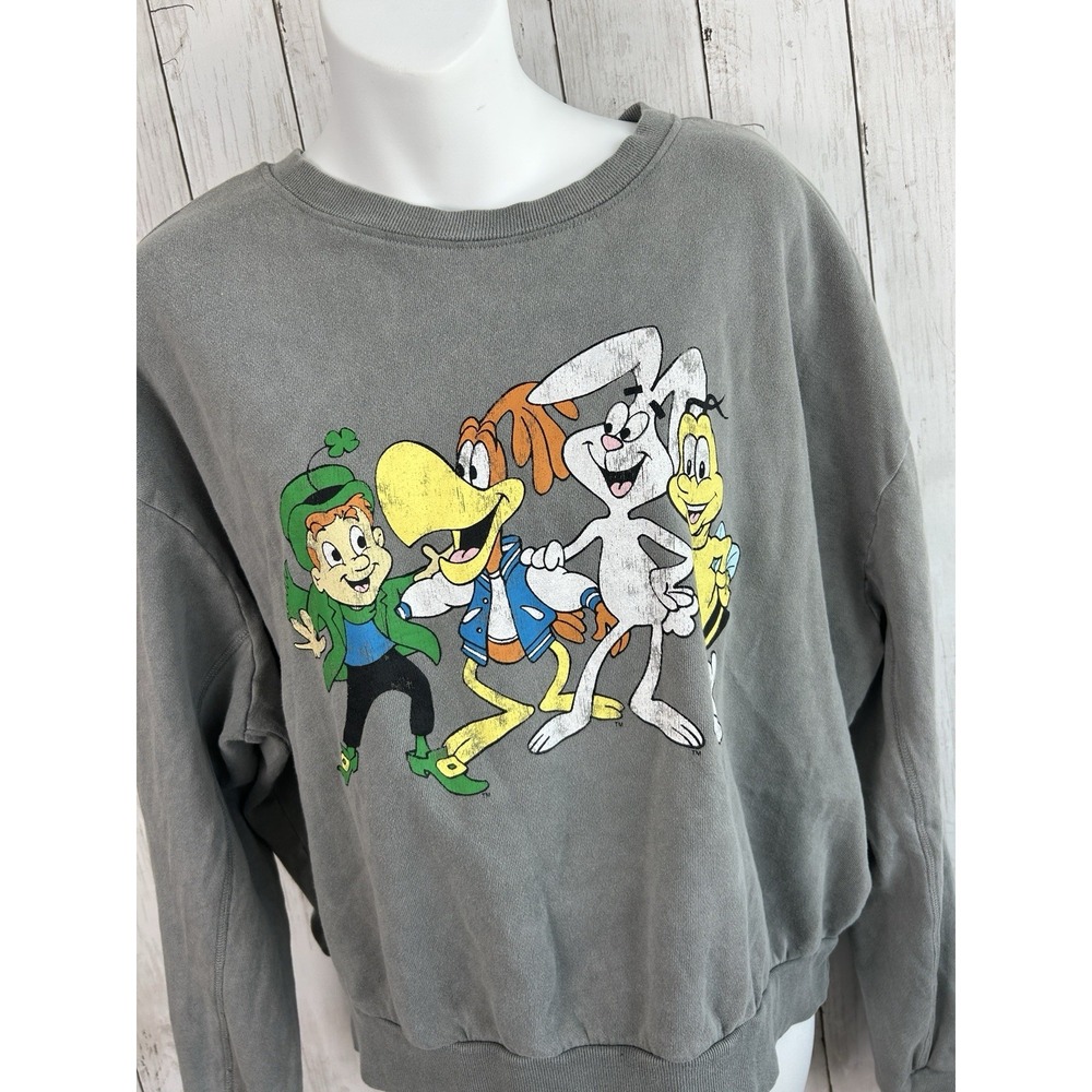 Vintage Lucky Charms Sweatshirt Trix Coco Puffs Honey Nut Adult M Cropped